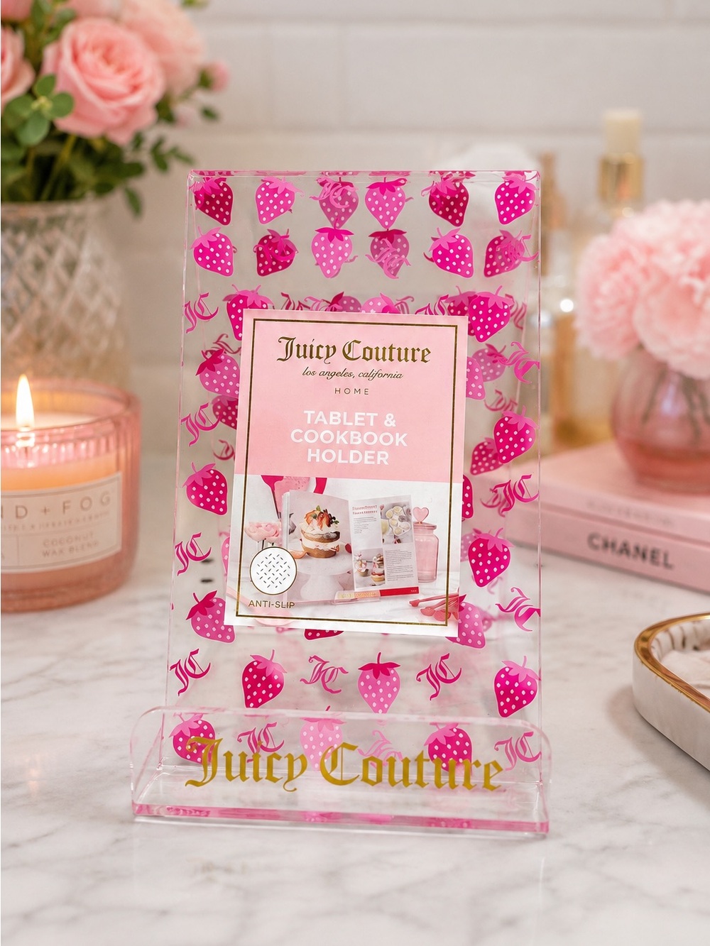 Juicy Couture Pink Strawberry Acrylic Tablet & Cookbook Stand phone holder